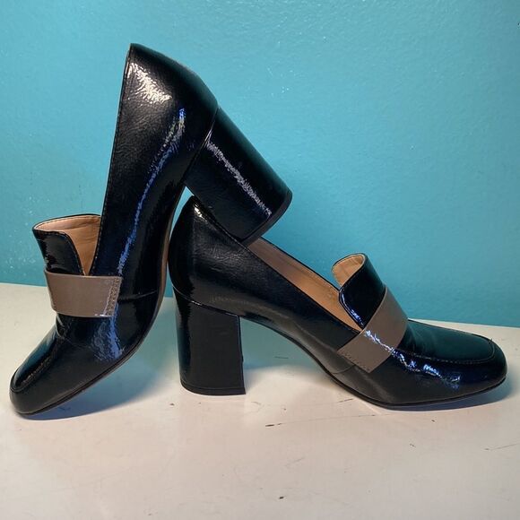 Franco Sarto Womens Heels Size 7 / 37 Black Patent Leather 3" Block Heel Shoes - Picture 8 of 15
